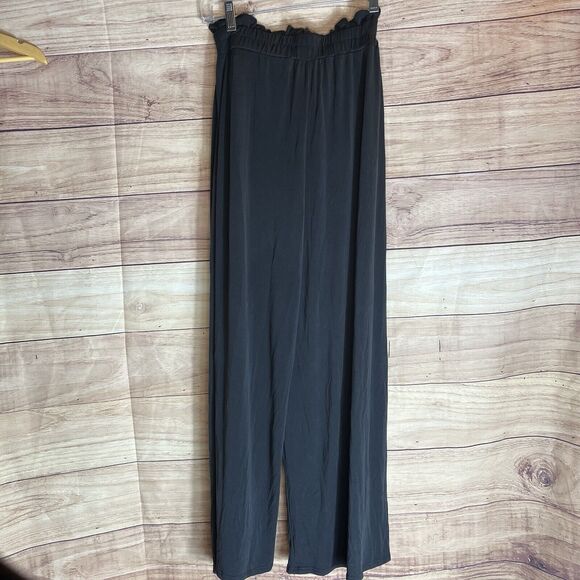 Funky Buddha Womens Tie Front Wide Leg Pants Size Small Lagenlook Boho Black - Picture 4 of 9